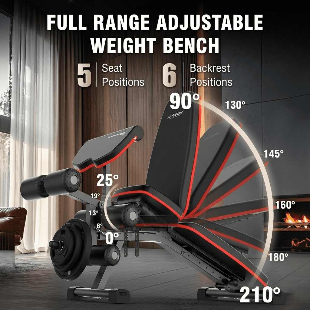 HARISON 1000lbs Adjustable Weight Bench with Leg Extension and Preacher Curl, Heavy Duty Workout Bench for Home Gym(Plates Not Included)