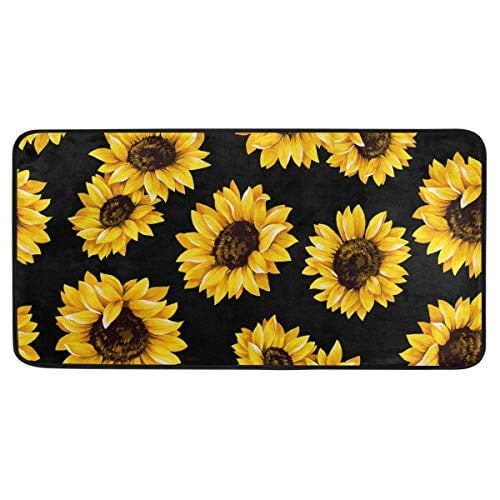 Kitchen Rugs Sunflower Black Design Non Slip Soft Kitchen Mats Bath Rug Runner Doormats Carpet For Home Decor 39 X 20 Walmart Com Walmart Com
