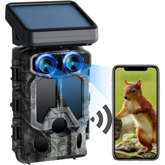 CAMPARK Trail Camera - Dual Lens Starlight Night Vision WiFi 4K 30FPS 60MP Hunting Game Cameras with IMX458 0.1s Trigger Sensors H.265 MP4 Video IP66 Waterproof Trail Cam for Wildlife Monitoring
