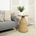 thumbnail image 2 of DecMode 17" x 24" Brown Dried Plant Handmade Wrapped Accent Table with Wood Tabletop, 1-Piece, 2 of 7
