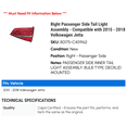 thumbnail image 2 of Right Passenger Side Tail Light Assembly - Compatible with 2015 - 2018 Volkswagen Jetta 2016 2017, 2 of 2