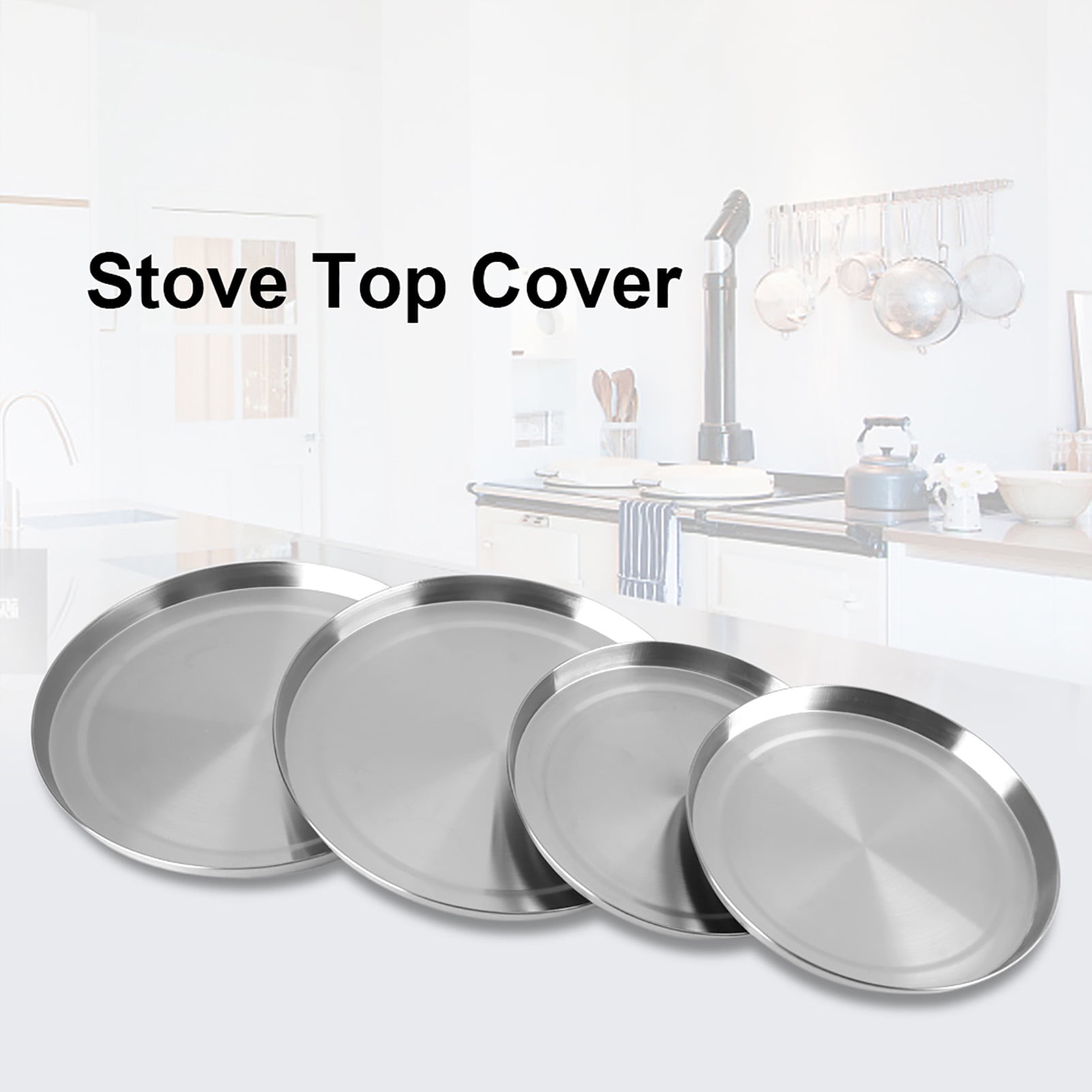 4-Piece Stainless Steel Stove Burner Covers Set For Electric Cooktops Mirror Polish