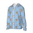 thumbnail image 2 of Balery Cute Cartoon Corgi Men's Women's UPF 50+ Sun Protection Lightweight Hoodie Performance Long Sleeve Shirt for Fishing Running-Large, 2 of 9