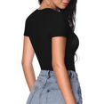 thumbnail image 3 of ORUYROP Combinaison à Manches Courtes et Manches Courtes Deep V Neck pour Vêtements pour Femmes, 3 of 5