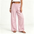 thumbnail image 6 of TEAJOPSUU Womens Casual Plaid Pants Wide Leg Elastic Waist Button Detail Trousers with Pockets Gingham Trendy Daily Wear Pink, 6 of 8