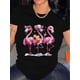 thumbnail image 1 of Camiseta De Mujer De Verano Ligera Básica Para Mochilero, Camping, CaminarWomen's Vibrant Purple Flamingo Graphic T-Shirt - Casual Short Sleeve Crew Neck Top, Polyester, Machine Washable, Perfect fo, 1 of 7