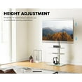 thumbnail image 2 of Floor TV Stand for 32 39 40 43 49 50 55 60 Inch TVs, TV Floor Stand with Swivel Mount, Max Holds 66lbs, White Glass Base, Height Adjustable TV Mount for Corner & Bedroom (with 2 Shelf, White), 2 of 8