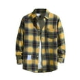 thumbnail image 2 of Inglocry Mens Long Sleeve Button Down Shirts Casual Plaid Shirt with Practical Pockets Comfortable and Soft Yellow L, 2 of 3