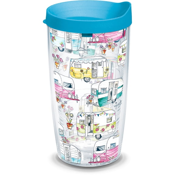 Tervis Colorful Camper Made in USA Double Walled  Insulated Tumbler Travel Cup Keeps Drinks Cold & Hot, 16oz, Classic