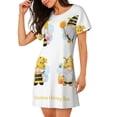 thumbnail image 2 of Kdxio Gnomes Honey Bee Pattern Womens Short Sleeve Sleepshirt Scoopneck Cute Nightdress Ruffle Comfy Nightgown, 2 of 6