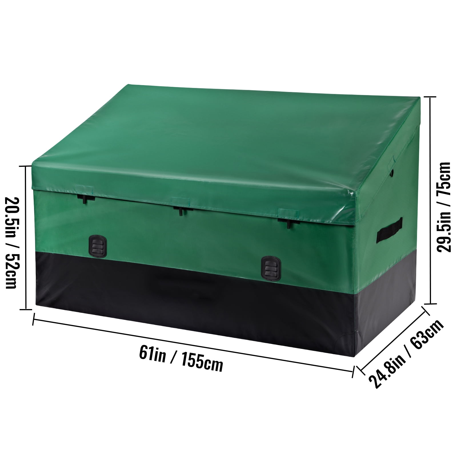 SKYSHALO Outdoor Portable 150 gal Galvanized Poles, PE Tarpaulin Deck Box, Green