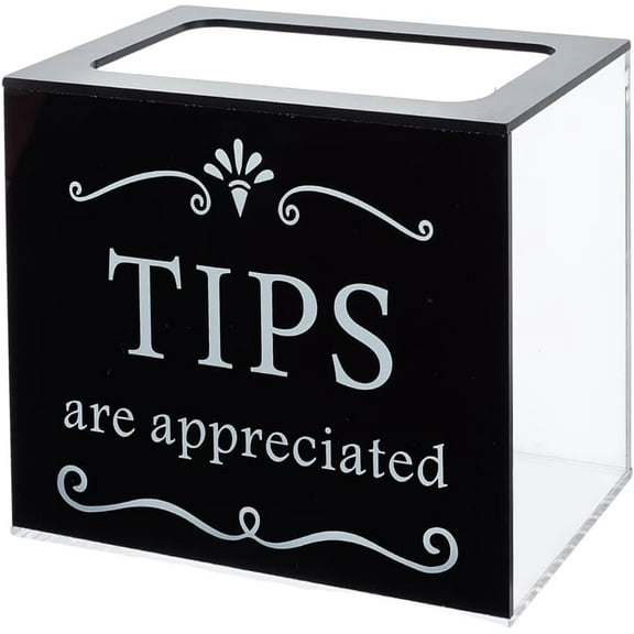 Acrylic Tips Jar for Money 6x4x5 Inch Black Tip Jar Box Plastic Donation Tip Boxs Voting Charity Container Suggestion Raffle Cash Storage Box for Bars Restaurants Driver Bartender