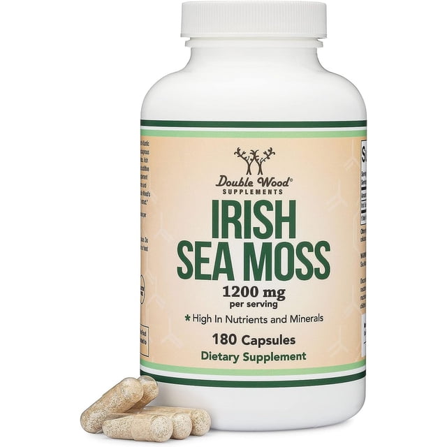 Double Wood Irish Sea Moss | 1,200 Mg Per Serving | 90 Servings | 180 Capsules