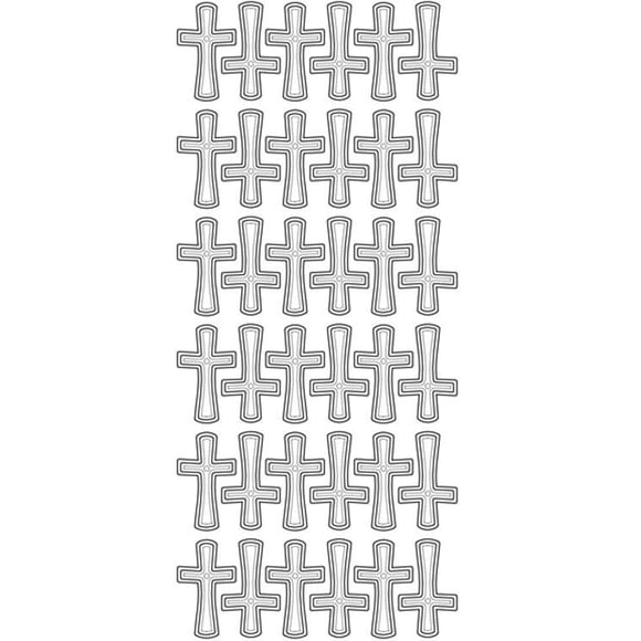 Autocollants Pelables - Grandes Croix - Argent