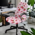 thumbnail image 2 of POLERO All-in-One Office Swivel Chair Slipcover with Strawberry Floral Pattern, Brushed Elastic Fabric Washable Soft Cover for Home and Executive Office, 2 of 7