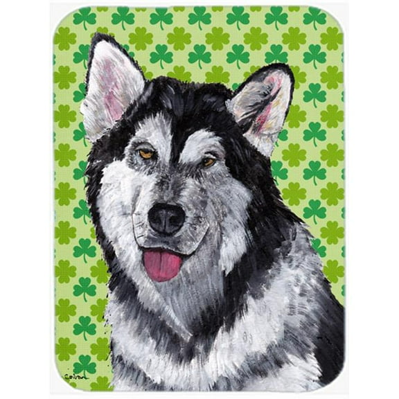 7.75 x 9.25 In. Alaskan Malamute St. Patricks Day Shamrock Mouse Pad, Hot Pad Or Trivet