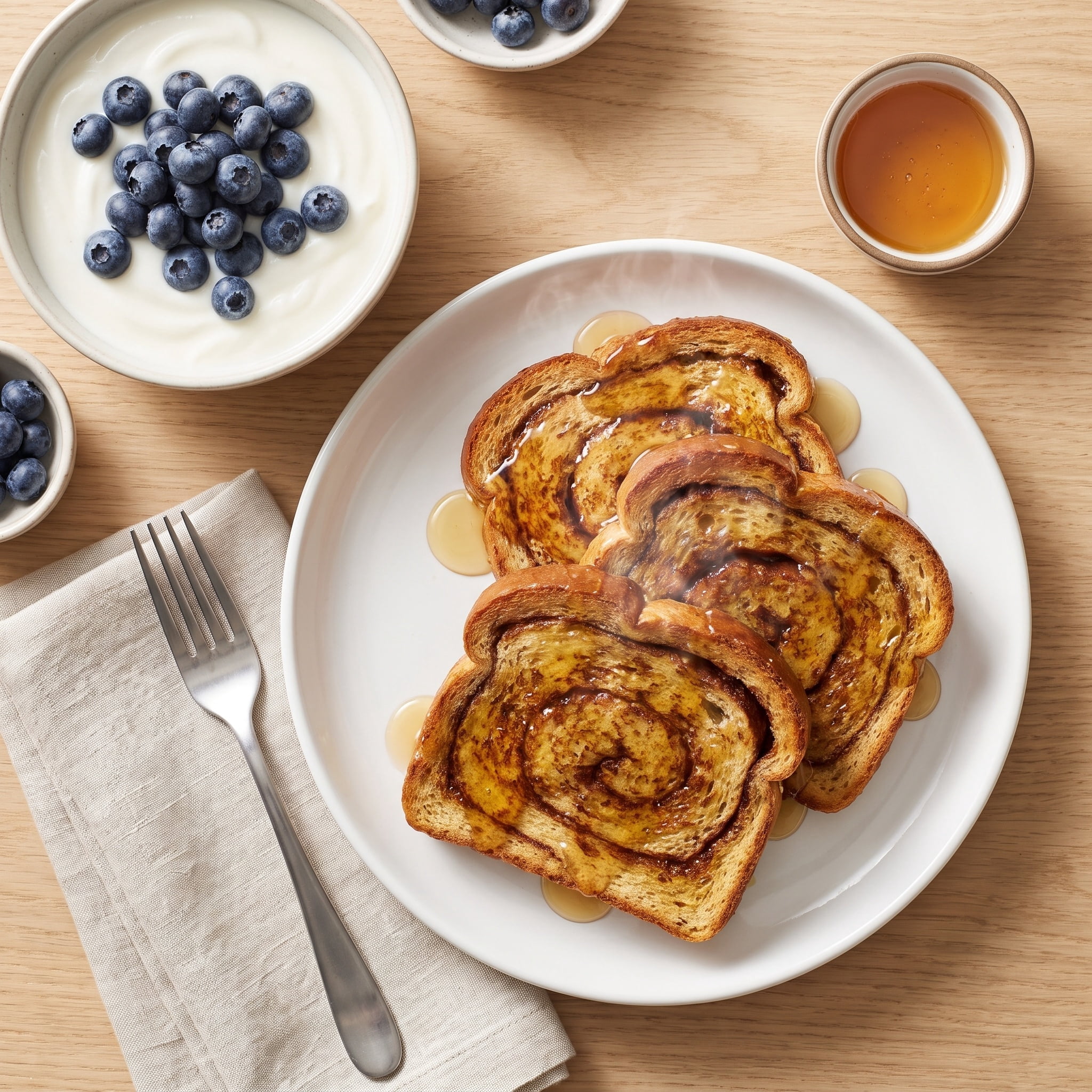 Cinnamon Swirl Bread Toast with Fruit and Yogurt Meal Bundle