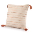 thumbnail image 3 of Ox Bay Top Variegated Stripe Cotton Blend Handmade Throw Pillow with Tassels, 20" x 20", 3 of 9