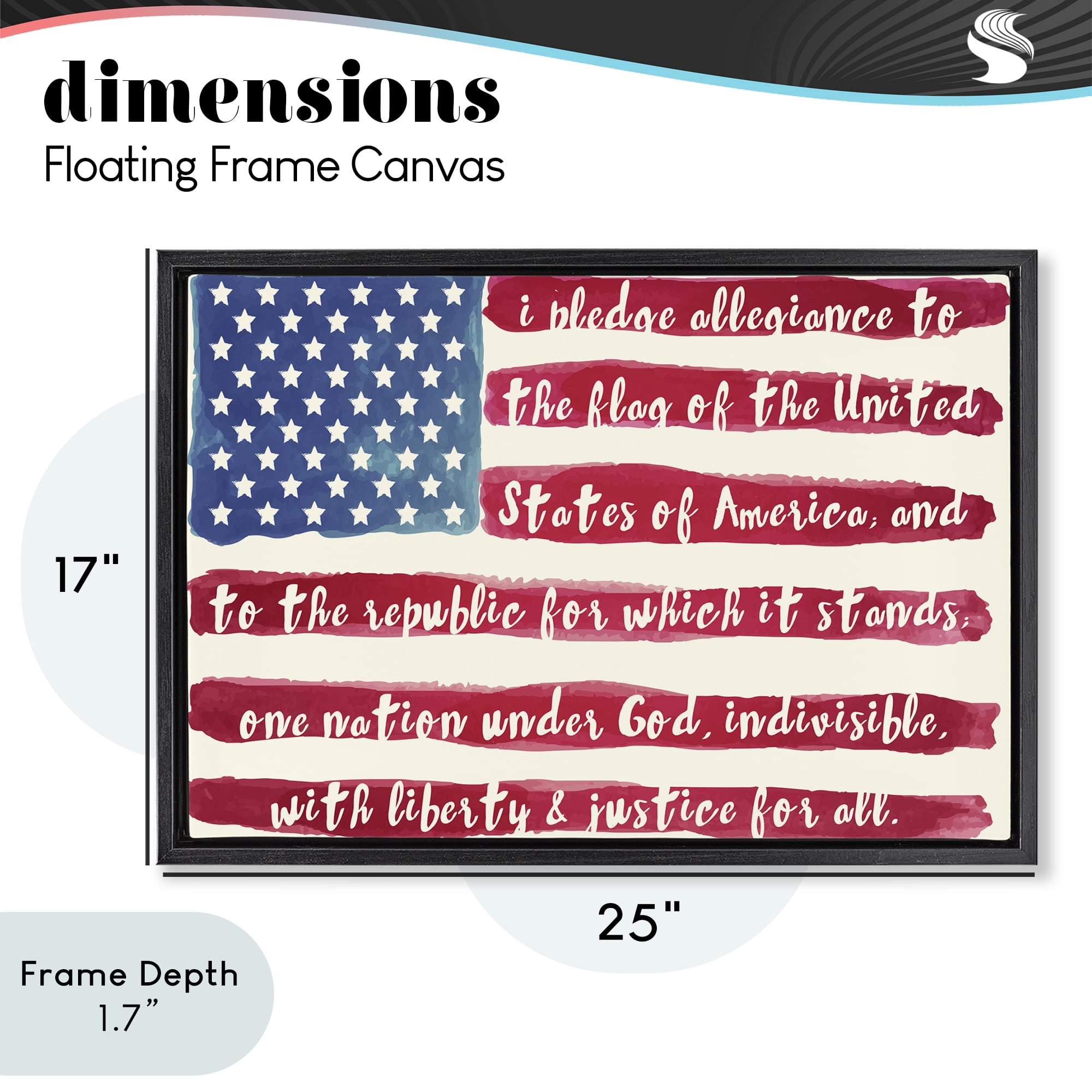 Stupell Industries Pledge Of Allegiance Flag Stripes Black Framed Floater Canvas Wall Art, design by Sophie 6