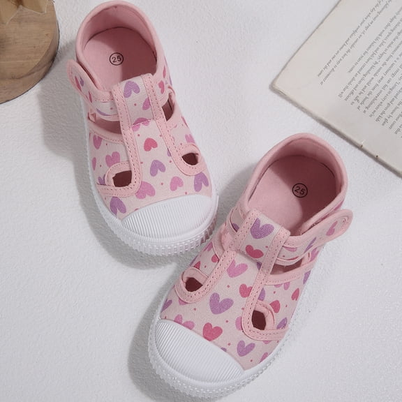 GYMEPIC Girl Sneakers Canvas Walking Shoes Rubber Sole Kids Casual Play