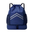 thumbnail image 2 of Large Capacity Waterproof Backpack | Outdoor Fitness Drawstring Leisure Shoulder Bag | Oxford Cloth | Breathable Mesh Design | Multi-Pocket | 17.7x13.7x5.9 in | 1 Pc | Lightweight Durable Travel, 2 of 6