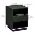 thumbnail image 3 of HOMCOM Bedside Table, Nightstand w/ LED Lights, Drawer, Shelves, Remote, 3 of 10