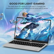 15.6 inch Student Gaming Laptop,32GB DDR5 2TB SSD 6-Cores,Fingerprint Backlit Keyboard ,AMD Ryzen 5 6600H 660M 6nm(Beat i5-12450H up to 4.5GHz)FHD IPS Business-Computer,Silver