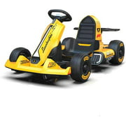 Electric Ride Game Activities, Ride On Go Cart with Flashing Lights for Kids, Electric Car Racing Scooter (CLR: Yellow)