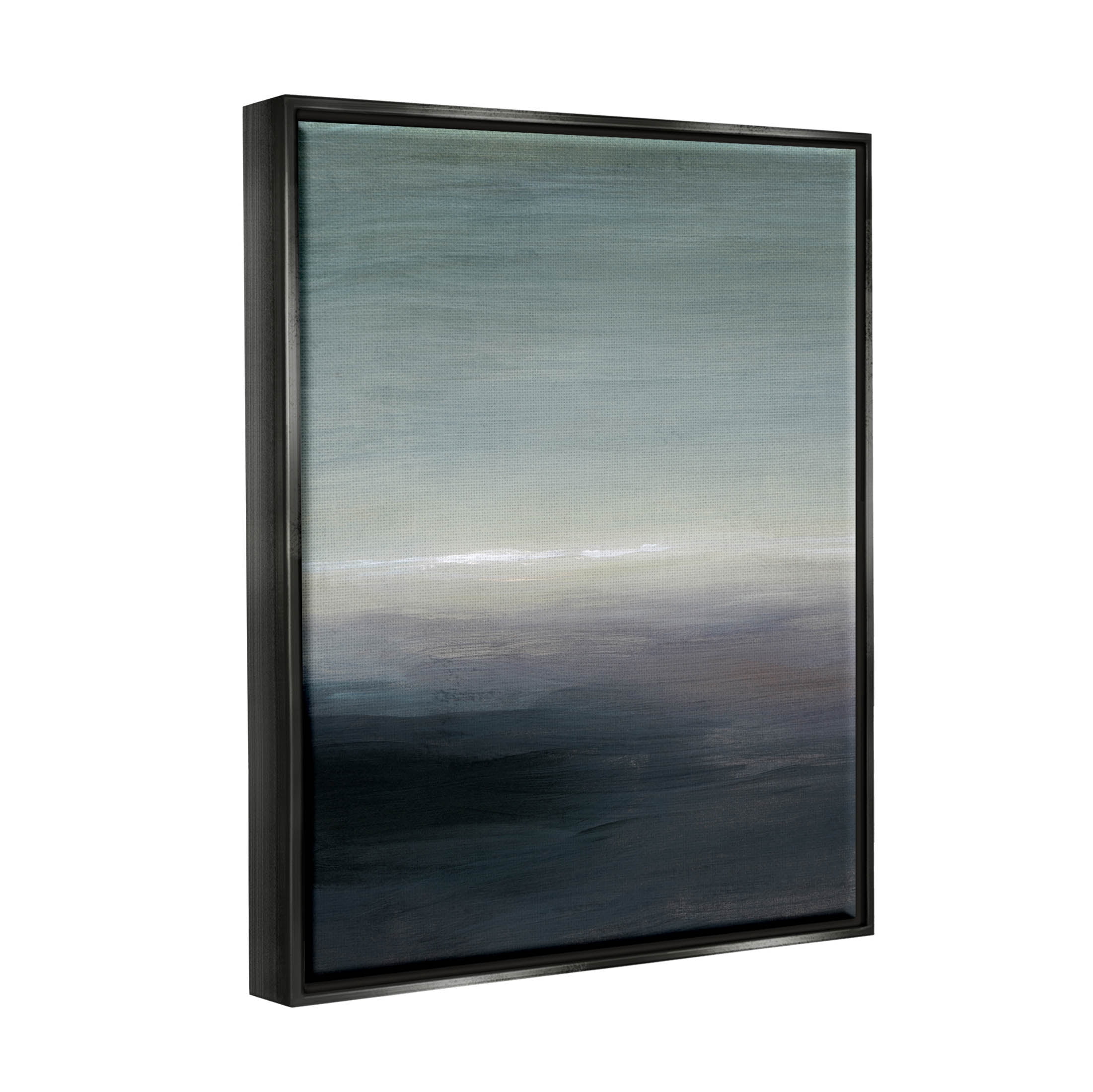 Stupell Industries Dark Abstract Landscape Horizon Painting Jet Black Floating Framed Canvas Print Wall Art, Design by Grace Popp