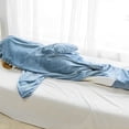thumbnail image 3 of Shark Blanket Hoodie Onesie, Blue Wearable Sleeping Bag for Adults, Soft Cozy Costume, M, 3 of 8