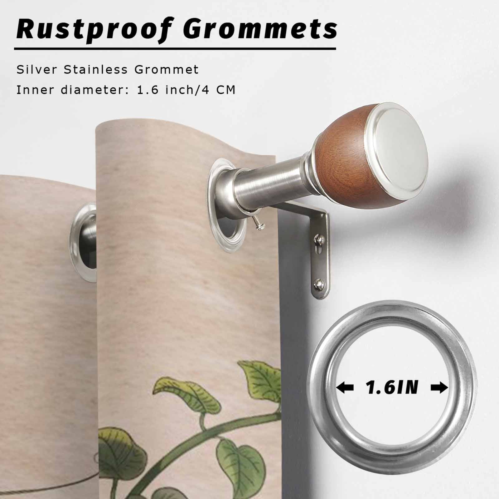 Outdoor Curtains for Patio Waterproof, Ladybugs Eucalyptus Outdoor Privacy Panels Grommet, Spring Botanical Leaves Retro Blackout Outside Curtains for Porch/Cabana/Pergola/Gazebo 54"x108", 1 Panel