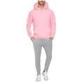 thumbnail image 3 of QIUOMBBP Mens Womens Two Piece Outfits Cinch Bottom Drawstring Sweatpants and Hoodie Sweatshirts Lounge Matching Set, Pink, S, 3 of 8