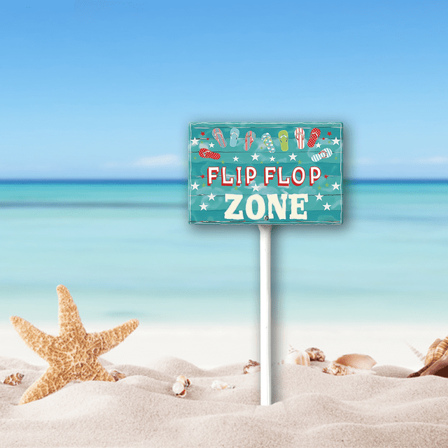 Uptell Flip Flop Zone Aluminum Sign Funny Pool Signs With