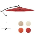thumbnail image 1 of Gymax 10 ft Patio Offset Umbrella w/ Solar Lights Deck Umbrella w/ Easy Tilt Adjustment Red, 1 of 10