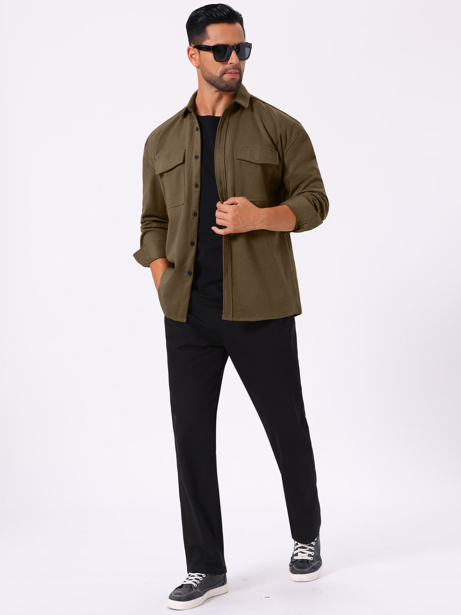 DARING DIVA Long Sleeve Button Solid Color Casual Work Jacket L Brown