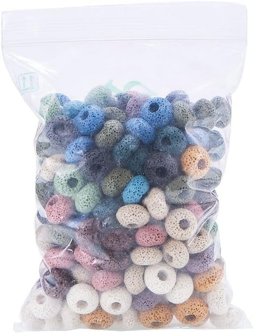 200 Pcs Random Mixed Color Lava Gemstone Beads 15mm Hair Beads for Braids Large Hole European Beads Rondelle Loose Beads for Jewelry Making