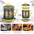 thumbnail image 2 of YURROAD Chinese Dragon Pattern Tea-Mug with Strainer Infuser and Lid and Saucer Ceramic Tea Mug Convenient System Chinese Porcelain Personal Tea Cup 13.5oz(400ml) - DARK GREEN TC400, 2 of 7