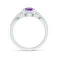 thumbnail image 2 of ANGARA Natural Triple Shank Oval 1.15 ct Amethyst and Diamond Halo Ring in 14K White Gold for Women (Size-8x6mm) | February Birthstone, Anniversary, Jewelry Gift for Women | Natural Amethyst Ring, 2 of 7
