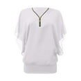 thumbnail image 4 of Holzkary Womens Half Zip V Neck Shirt Summer Half Sleeve Shirts Casual Loose Top Blouses T Shirts Women's Chiffon Zipper Neck Casual Top Style Bat Sleeve Loose Casual T Shirt White Xxl, 4 of 6
