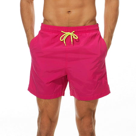 Men's Short Swim Trunks Best Board Shorts for Sports Running Swimming Beach Surfing Quick Dry Breathable Mesh Lining (Rose Red, US XS (Fit Waist 28