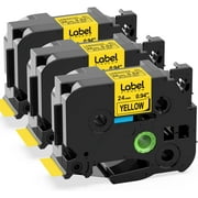 Label KINGDOM Compatible Yellow Label Tape Replacement for Brother TZe-651 TZ-651 (Black on Yellow) Laminated P Touch
