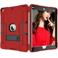 thumbnail image 4 of Allytech iPad Air 2 Case, iPad A1566/A1567 Kids Proof Case, Apple iPad Pro 9.7 Case, Three Layer Shockproof Rugged Armor Defender Protective Case Cover with Kickstand (Red/Black), 4 of 8