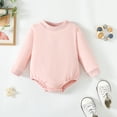 thumbnail image 2 of Kucnuzki Newborn Baby Girl Clothes 6 Months Fall Winter Bodysuit 12 Months Long Sleeve Solid Color Romper Bodysuit Pink, 2 of 6