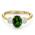 thumbnail image 3 of Gem Stone King 1.70 Ct Oval Green Chrome Diopside 18K Yellow Gold Plated Silver Ring, 3 of 6