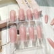 thumbnail image 5 of Uñas postizas con punta francesa brillante, color nude y rosa degradado, forma ataúd mediana, reutilizables, 24 unidades., 5 of 5