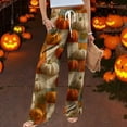 thumbnail image 6 of WTOBBY Women's Casual Wide Leg Pants with Stretch Belt and Pocket, Halloween Print Adjustable Tie Trousers for Seasonal Comfort Wear,Orange L, 6 of 7