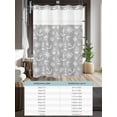 thumbnail image 6 of No Hook Cloth Fabric Shower Curtain with Snap in Liner, Nautical Grey Waterproof Shower Curtains Set with See Through Top Window, Retro Sailing Boat Map Anchor Rudder Bath Curtains Shower 48"x72", 6 of 6