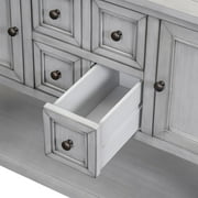 Console Table Buffet Sideboard, Upgraded Buffet Cabinet Sideboard with 4 Storage Drawers 2 Cabinets and Bottom Shelf, Wood Console Table Storage Cabinet for Dining Room Home, Antique Gray