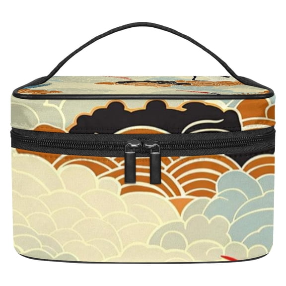 ERJLKXP Japanese Style Cloud Crane Makeup Bags Travel Cosmetic Bag Case, Large Capacity Organizer and Storage, Portable Pouch Toiletry bag for Women & Girls