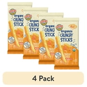 (4 pack) Earth's Best Organic Teething Crunchy Sticks Cheddar Cheese Puffed Baby Snack, 0.56 oz Bag